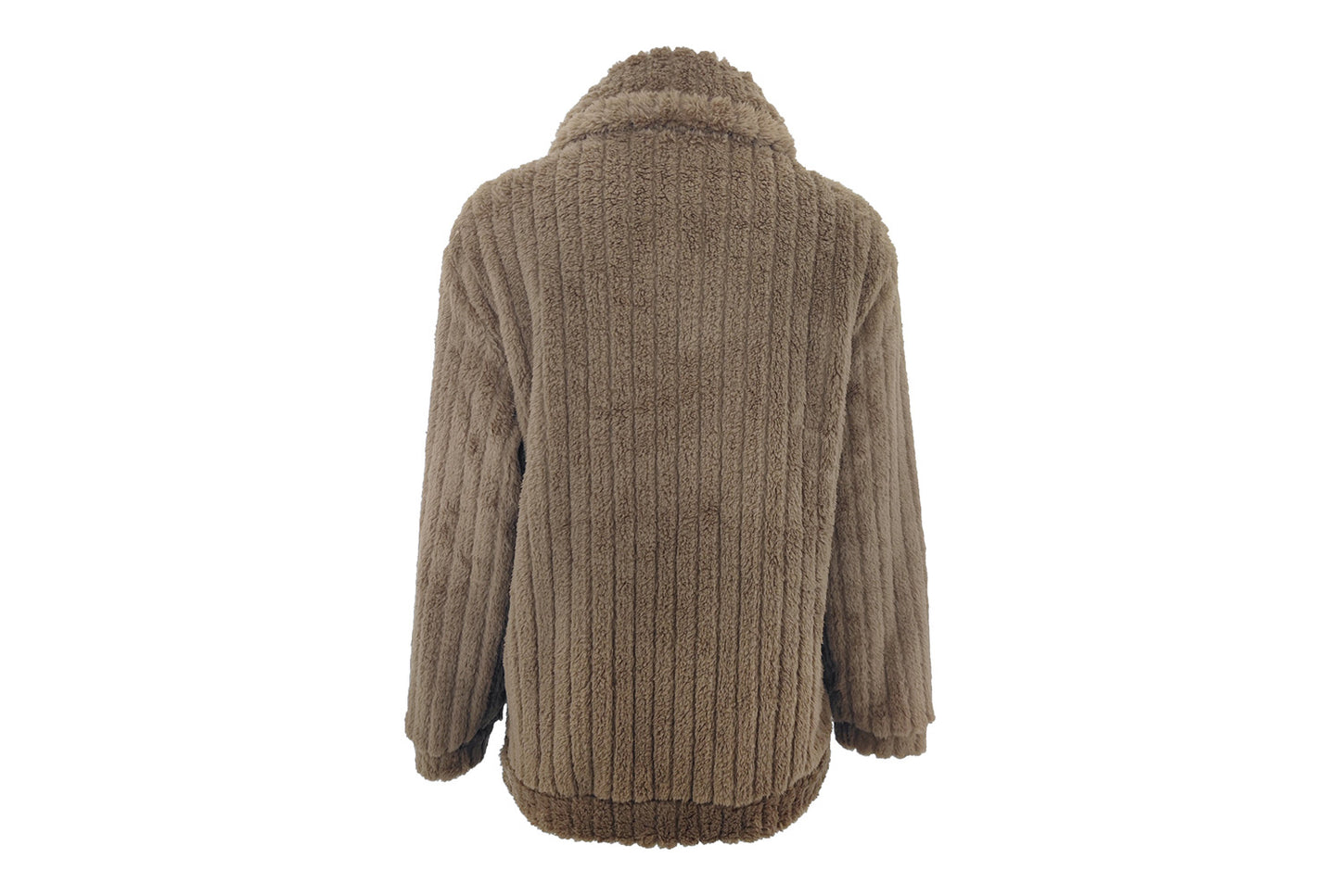 **Women's Fleece Cardigan Coat, Short Collared Warm Top**