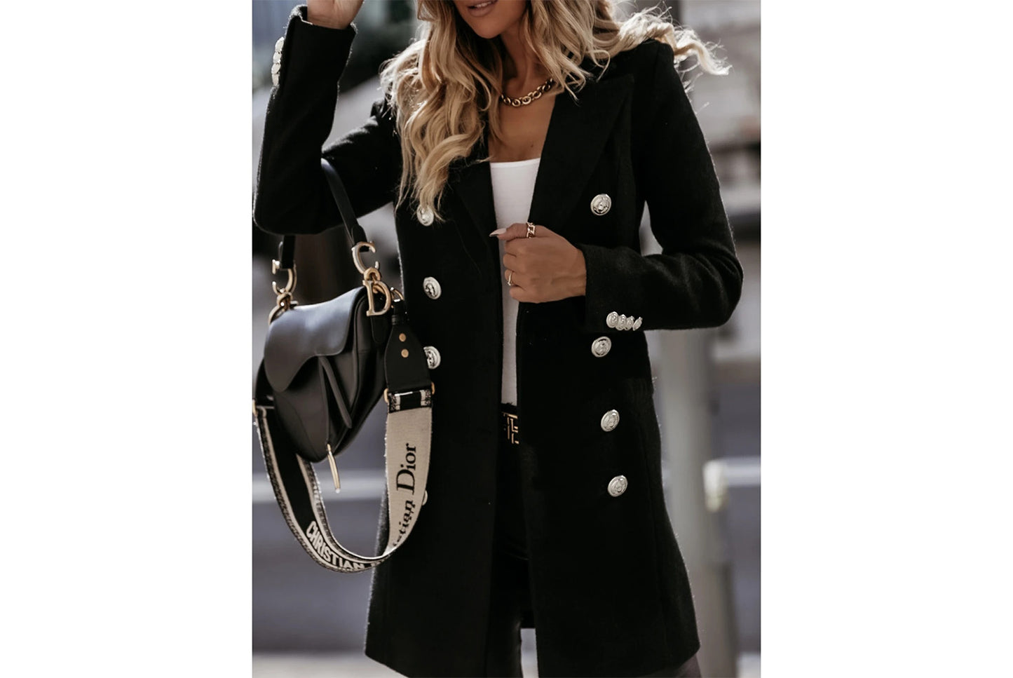 Double-Breasted Wool Coat with Suit Collar
