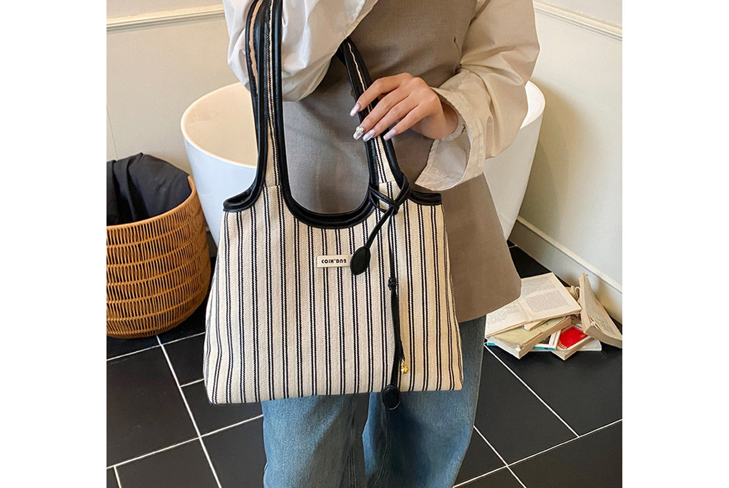 Striped Minimalist Handbag/Shoulder Bag