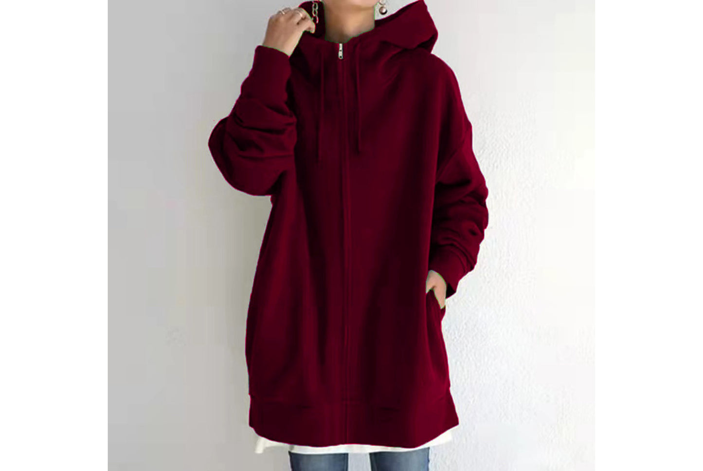 Stylish Streetwear Zippered Hooded Fleece-Lined Sweatshirt