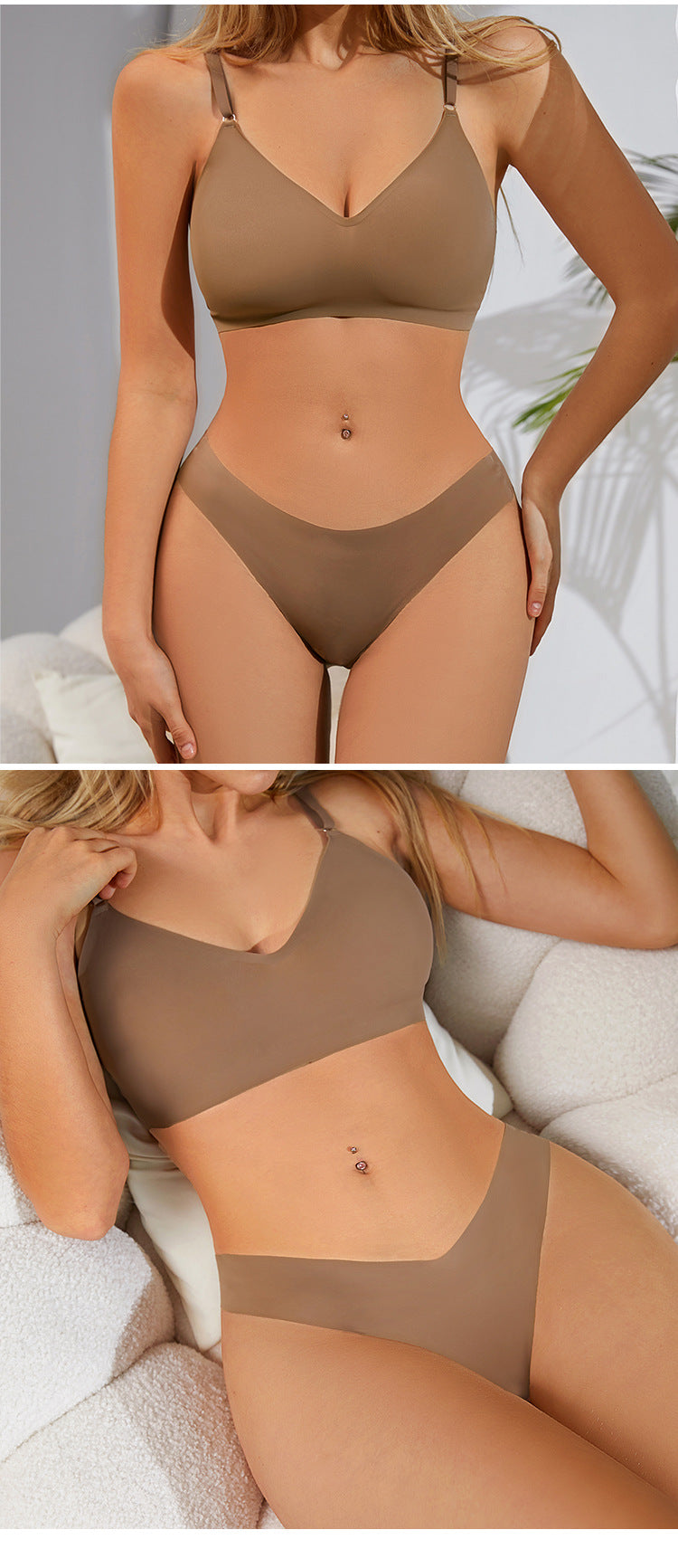 Large size wire-free bra set