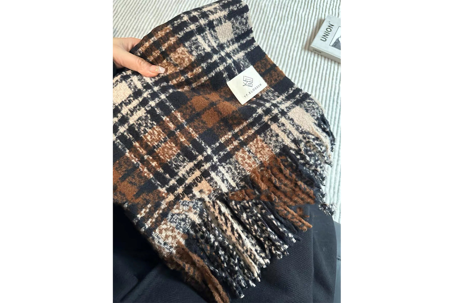 **Red Plaid Scarf for Women, Thick and Versatile Winter Style**
