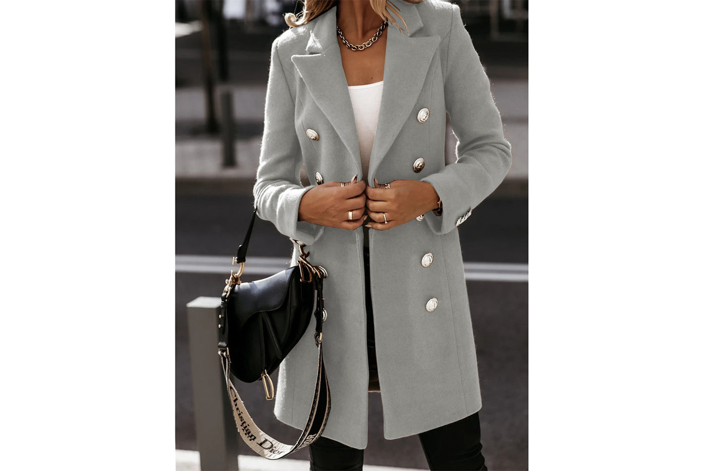 Double-Breasted Wool Coat with Suit Collar