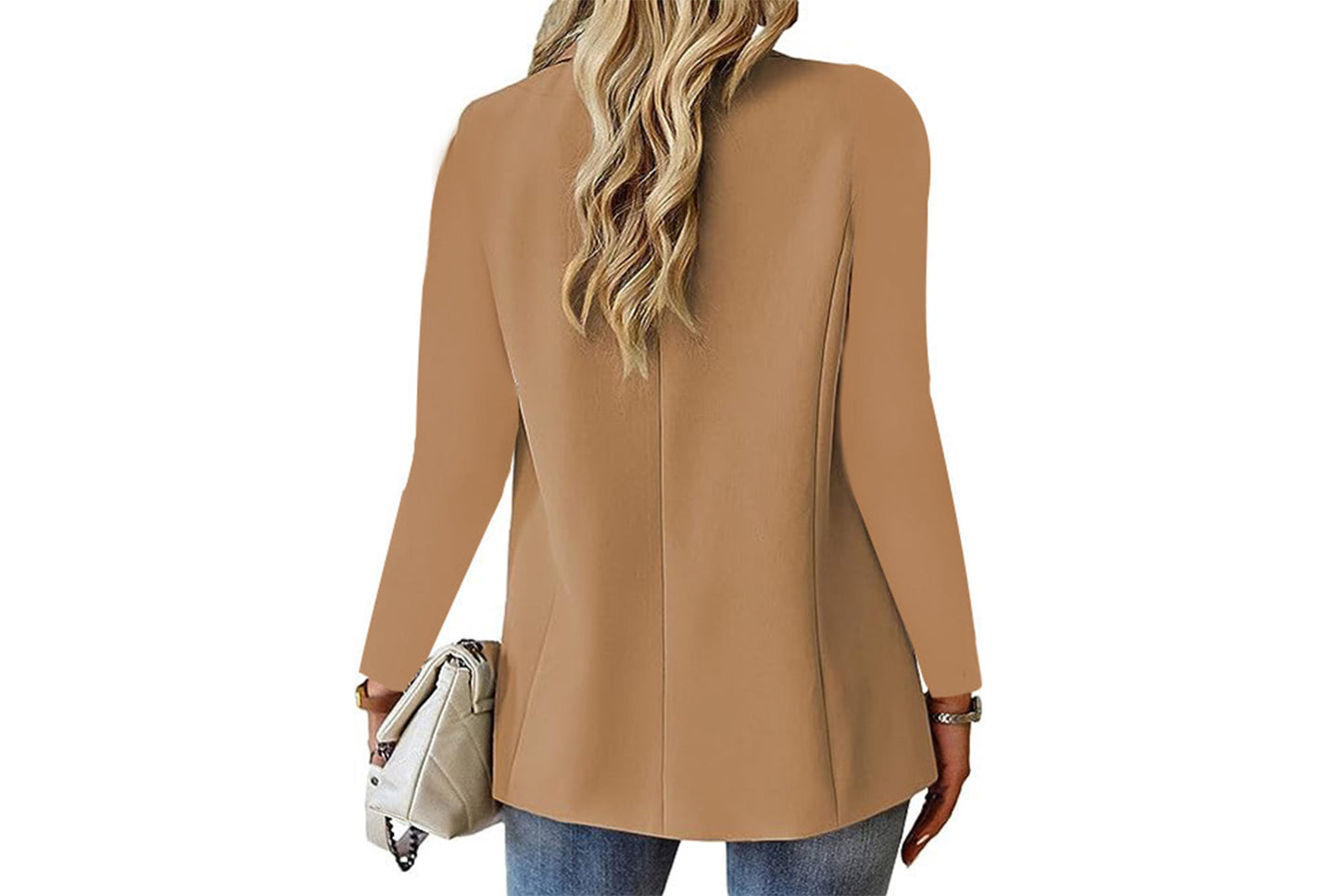 **Women's Long-Sleeved Solid Color Cardigan Blazer**