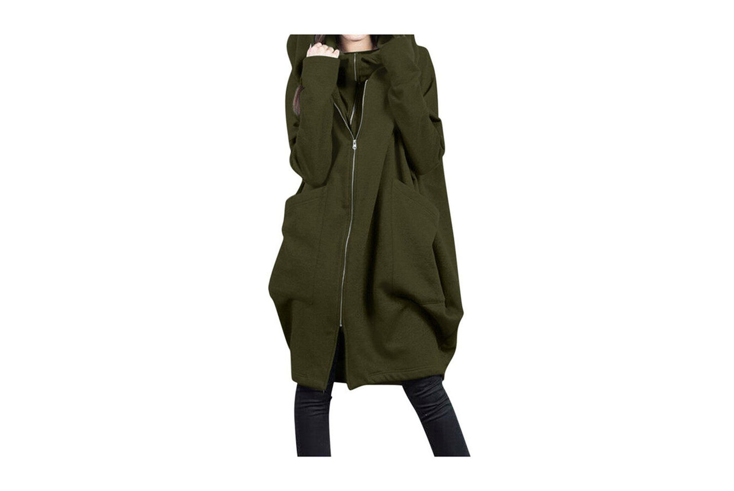 Hooded Layered Sweatshirt with Zip-Up Design