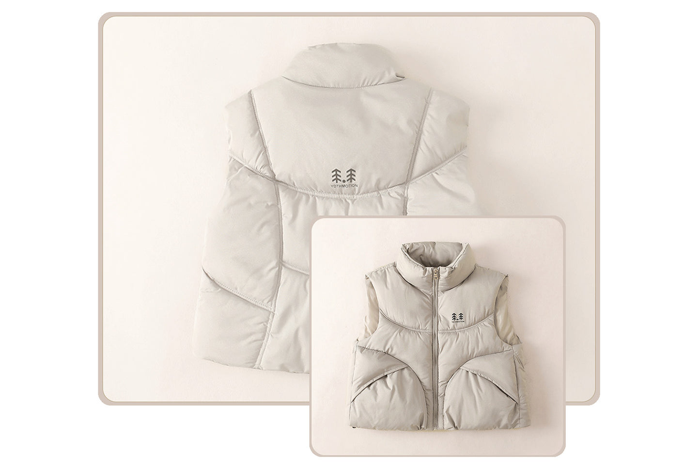 **Children's Thick Down Cotton Vest, Stand Collar, Windproof and Warm**