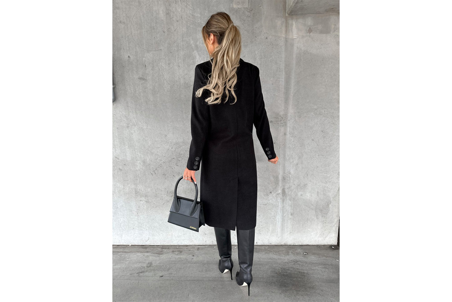 Women's Long-Sleeved Double-Breasted Slim-Fit Coat with Lapel