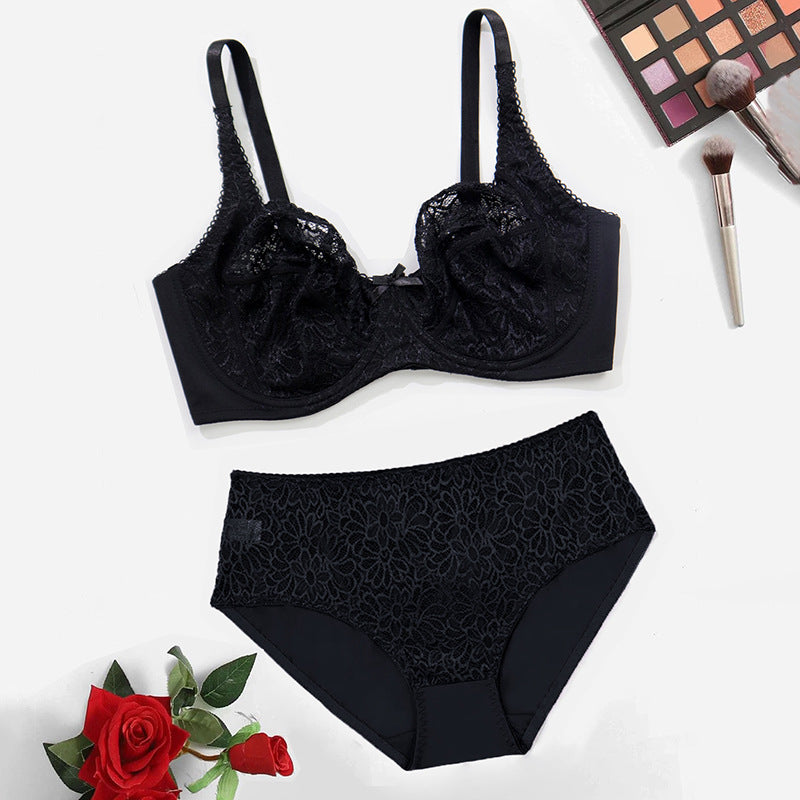 Ultra-thin large size lace bra set