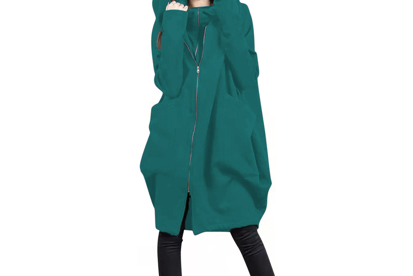 Hooded Layered Sweatshirt with Zip-Up Design