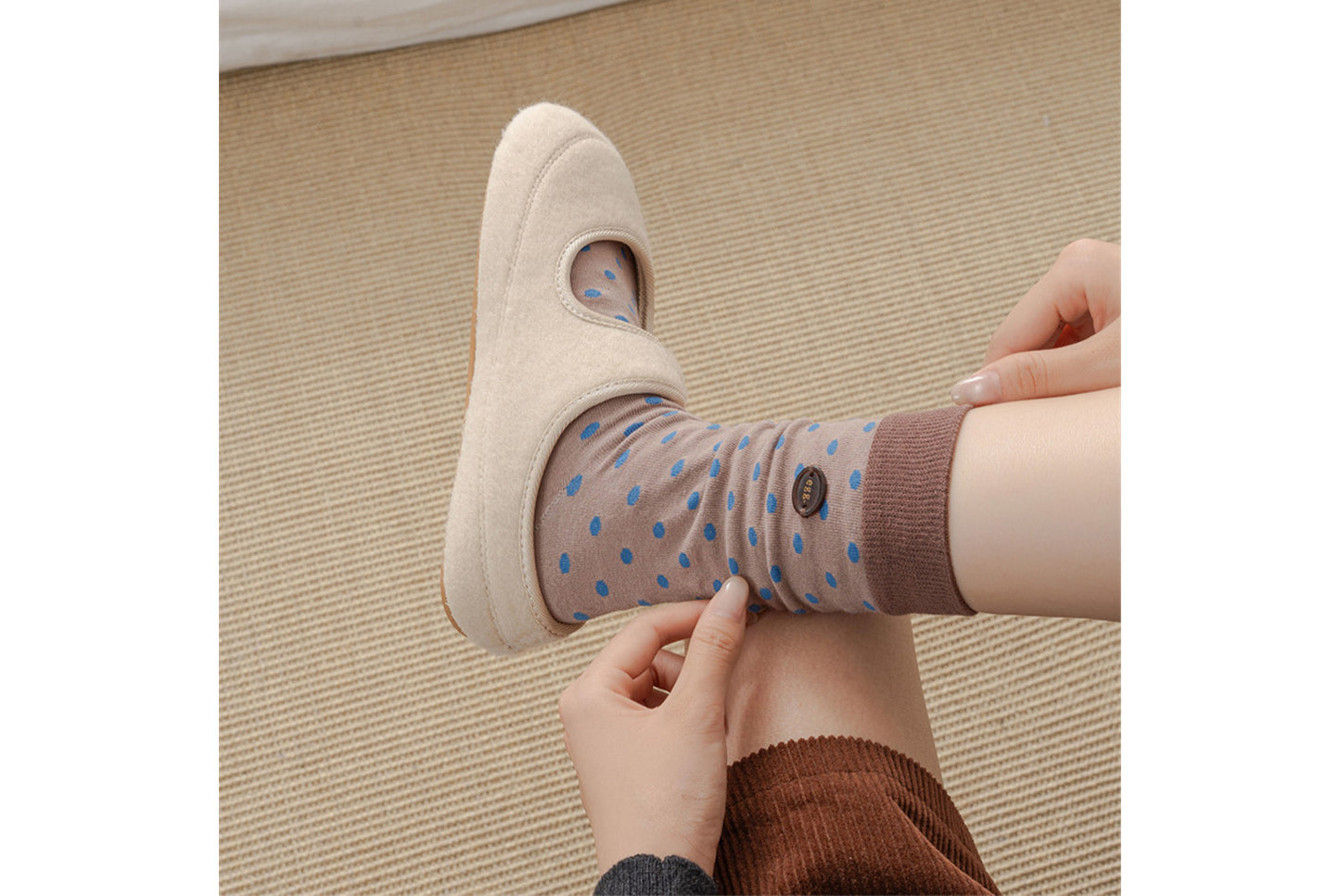 Retro Polka Dot Striped Button Socks for Women-3 pairs