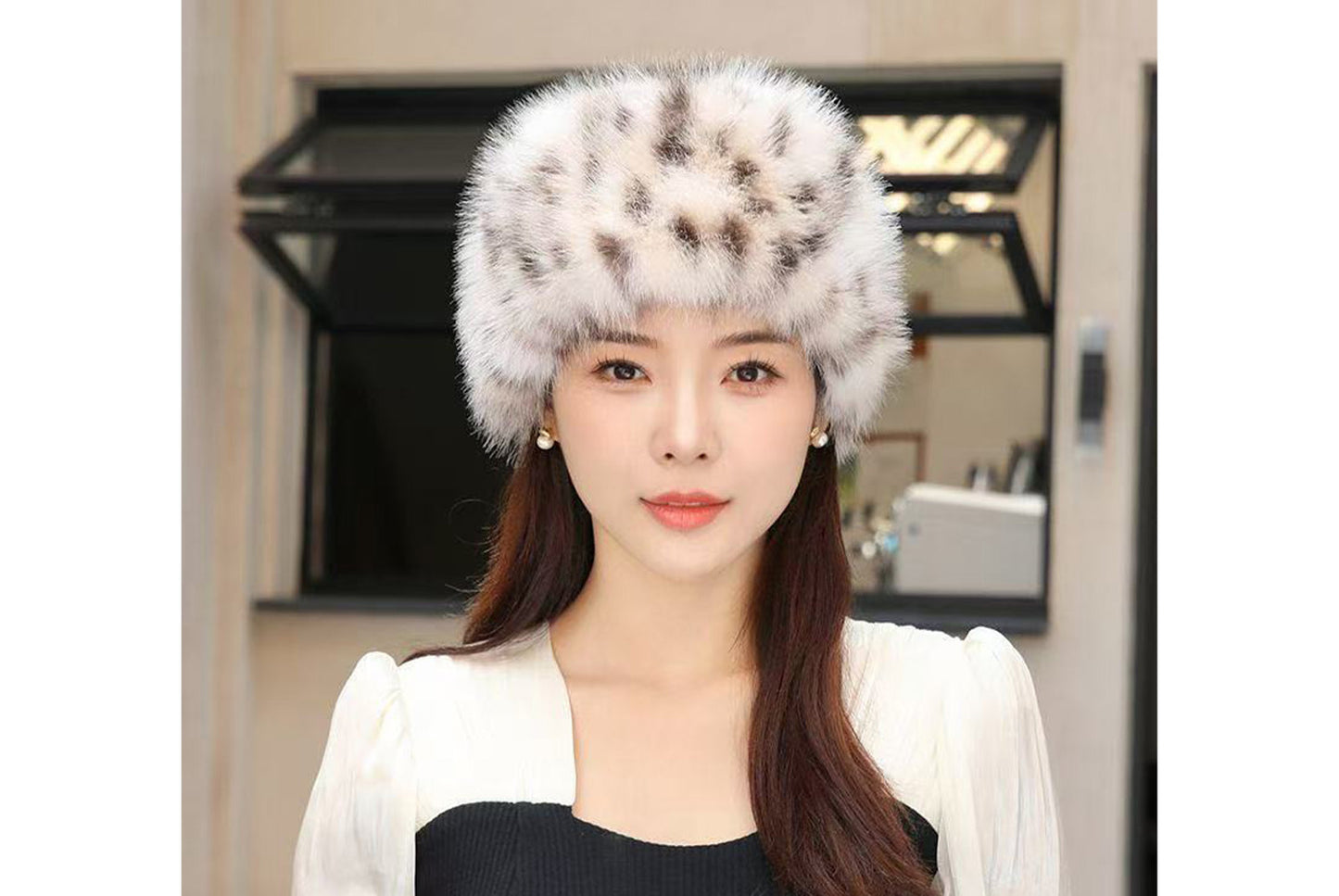 Leopard Print Plush Earflap Hat