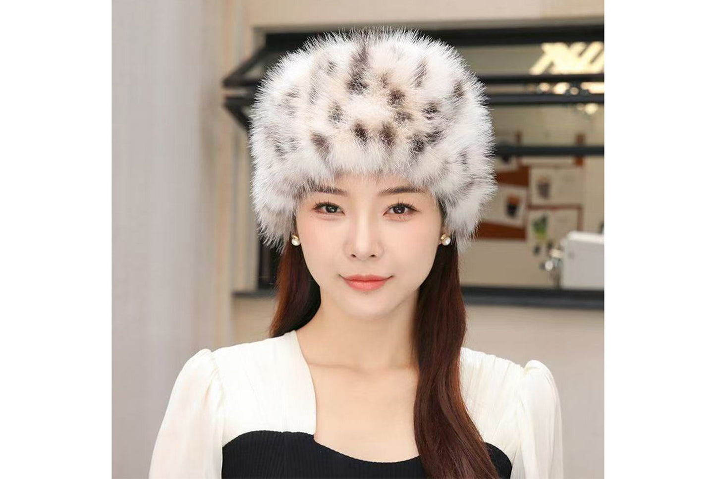 Leopard Print Plush Earflap Hat