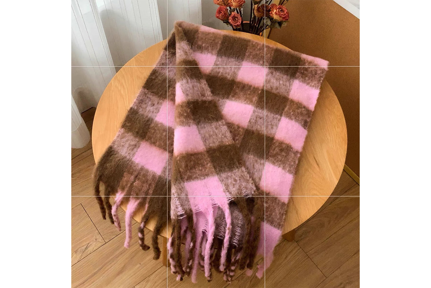 Stylish Color-Blocked Plaid Scarf