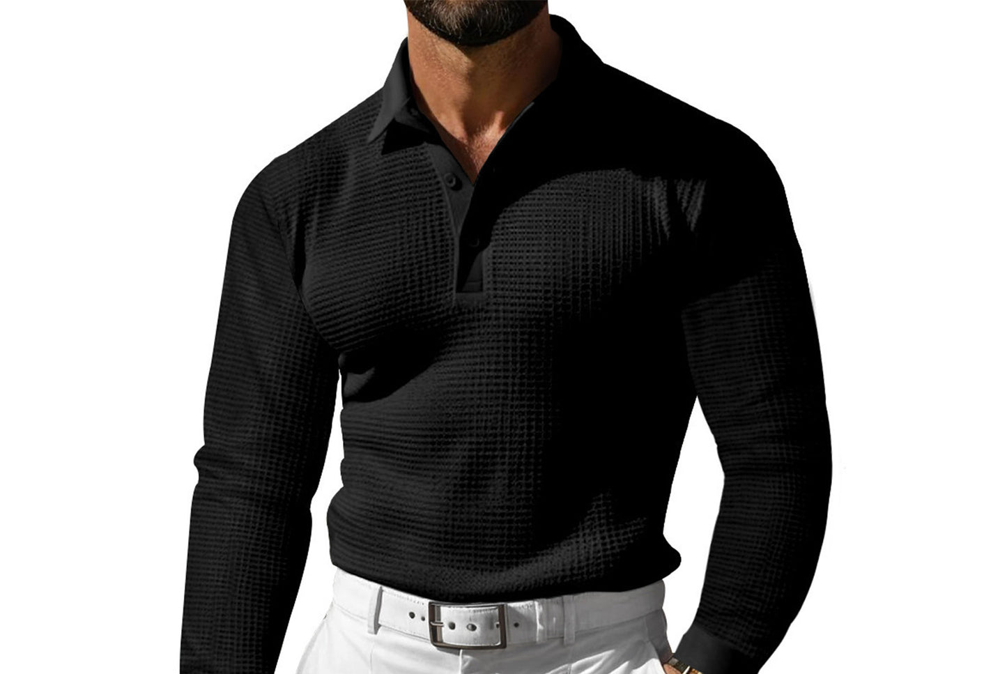 Men's Waffle Knit Polo Shirt