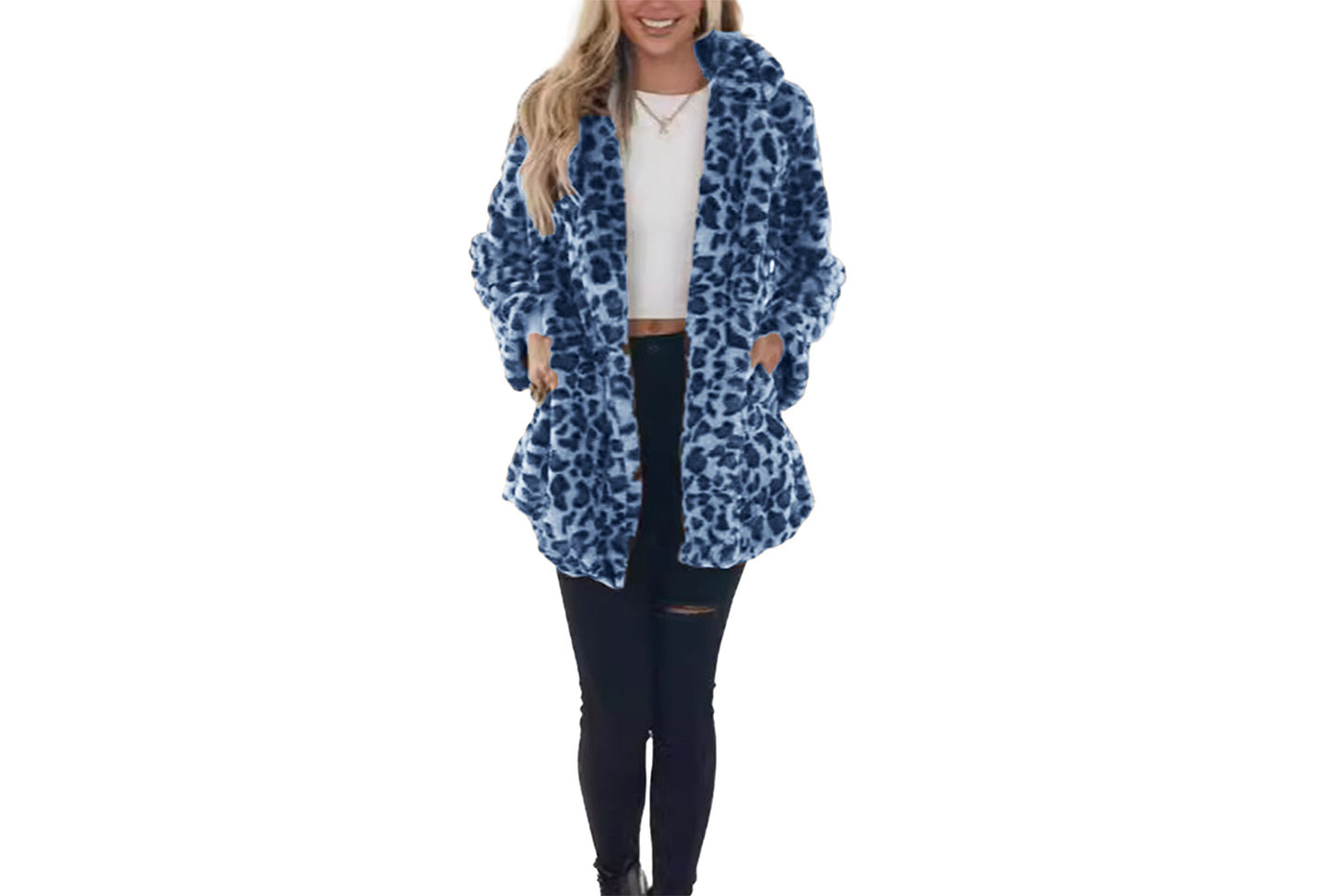 Autumn/Winter Leopard Print Faux Fur Women's Coat