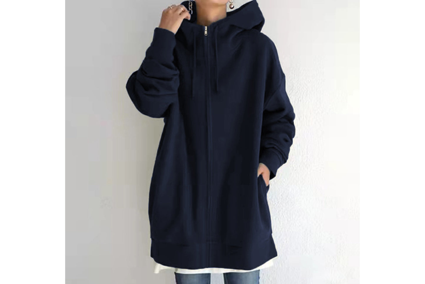 Stylish Streetwear Zippered Hooded Fleece-Lined Sweatshirt