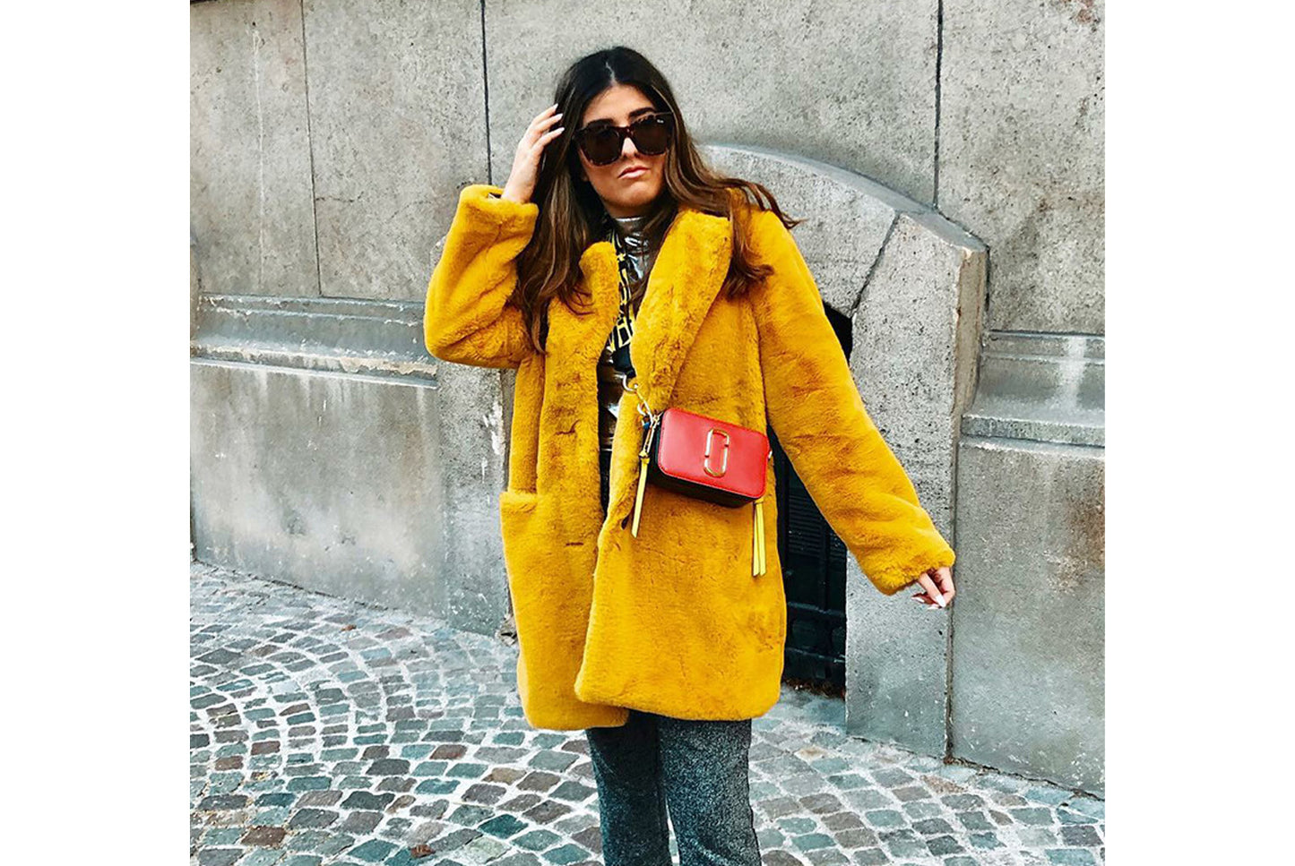 Long Fashionable Faux Fur Coat