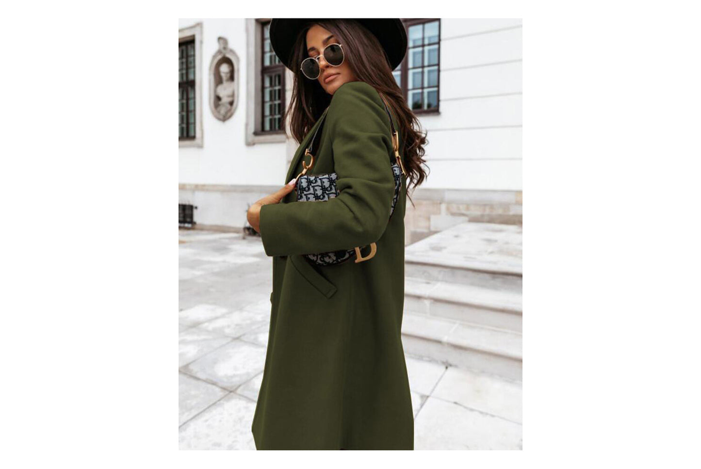Solid Color Lapel Wool Coat