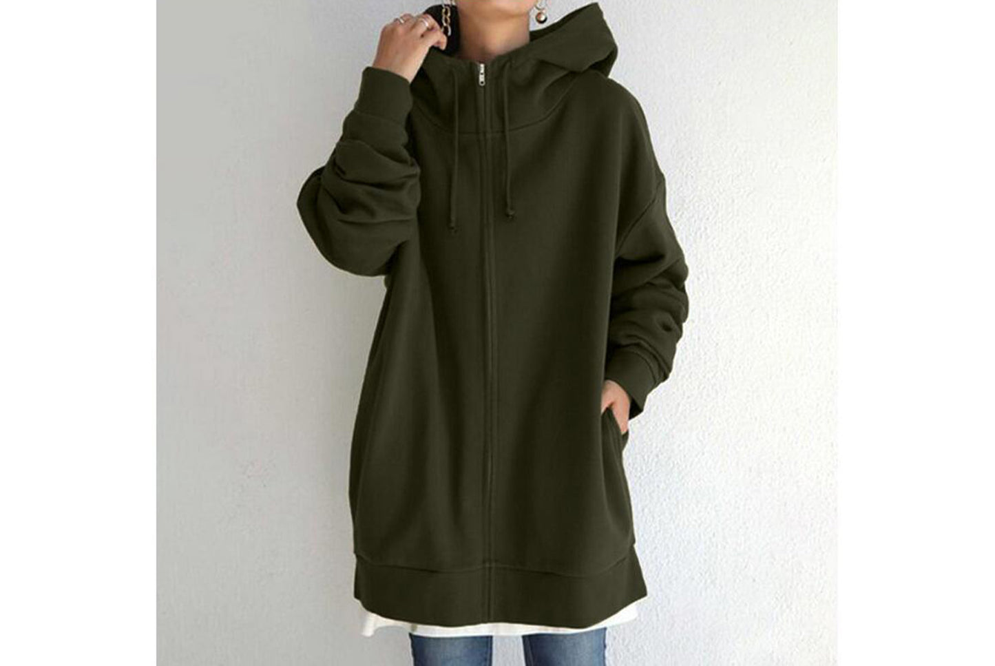 Stylish Streetwear Zippered Hooded Fleece-Lined Sweatshirt