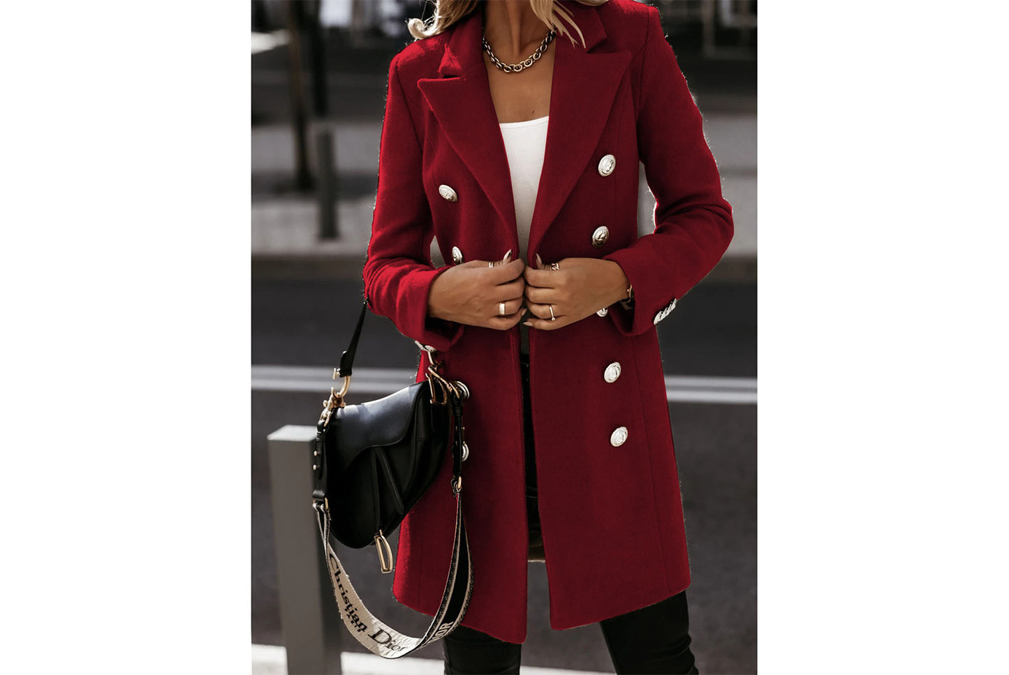 Double-Breasted Wool Coat with Suit Collar