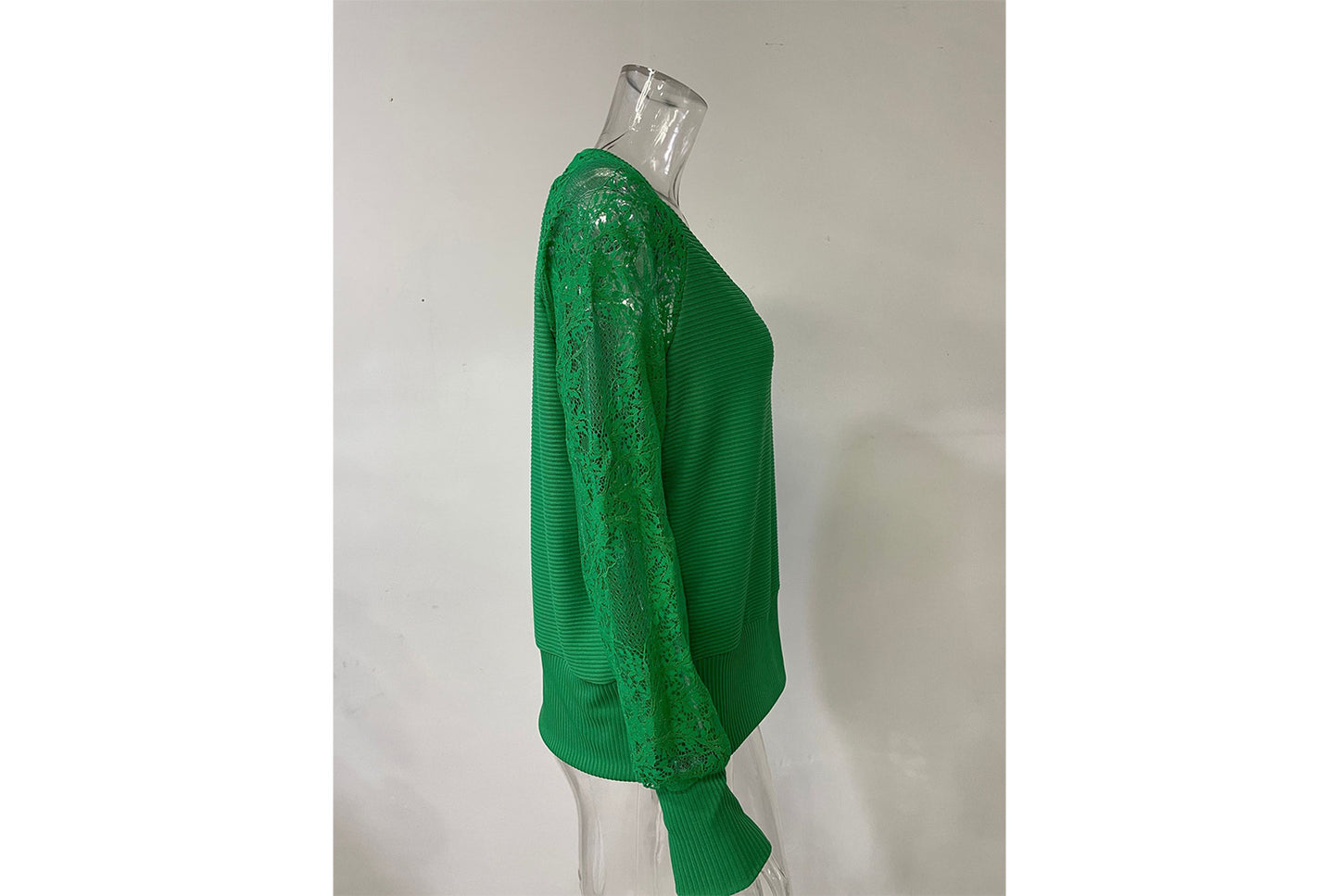 **Women's V-Neck Lace Knit Top, Loose and Casual**