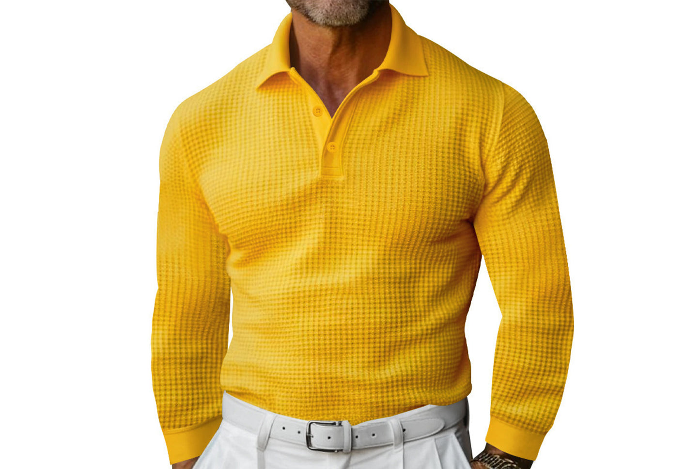 Men's Waffle Knit Polo Shirt