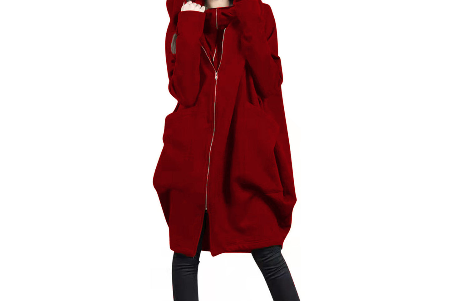 Hooded Layered Sweatshirt with Zip-Up Design