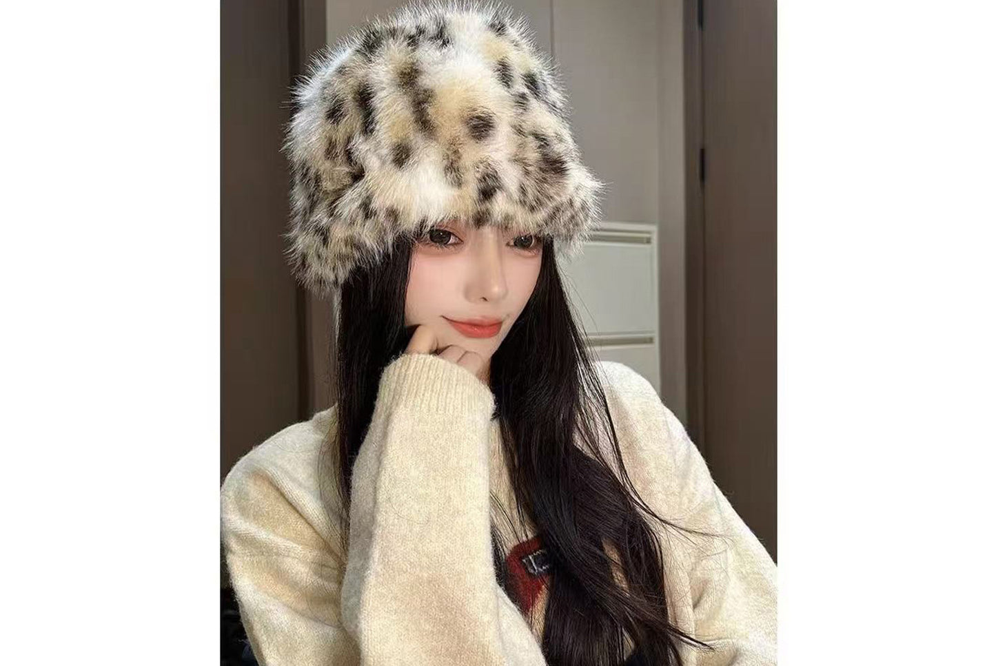Leopard Print Plush Earflap Hat