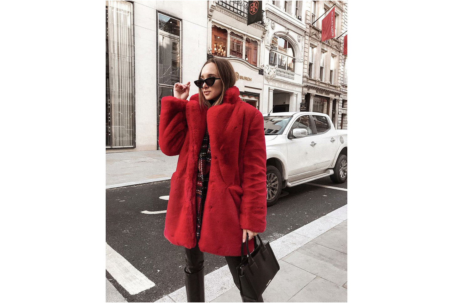 Long Fashionable Faux Fur Coat