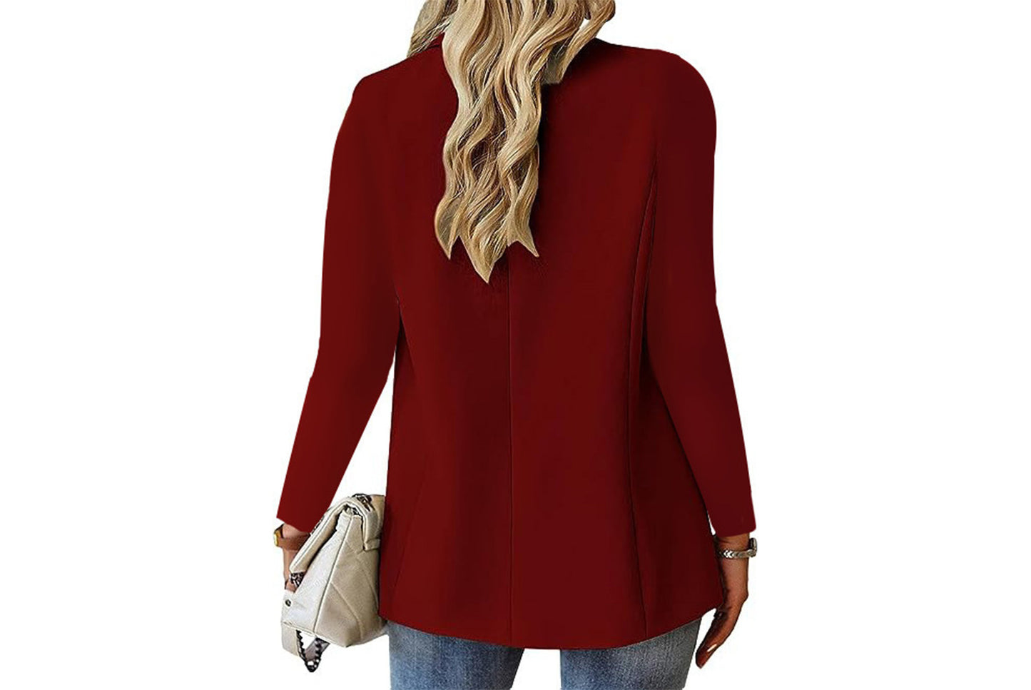 **Women's Long-Sleeved Solid Color Cardigan Blazer**