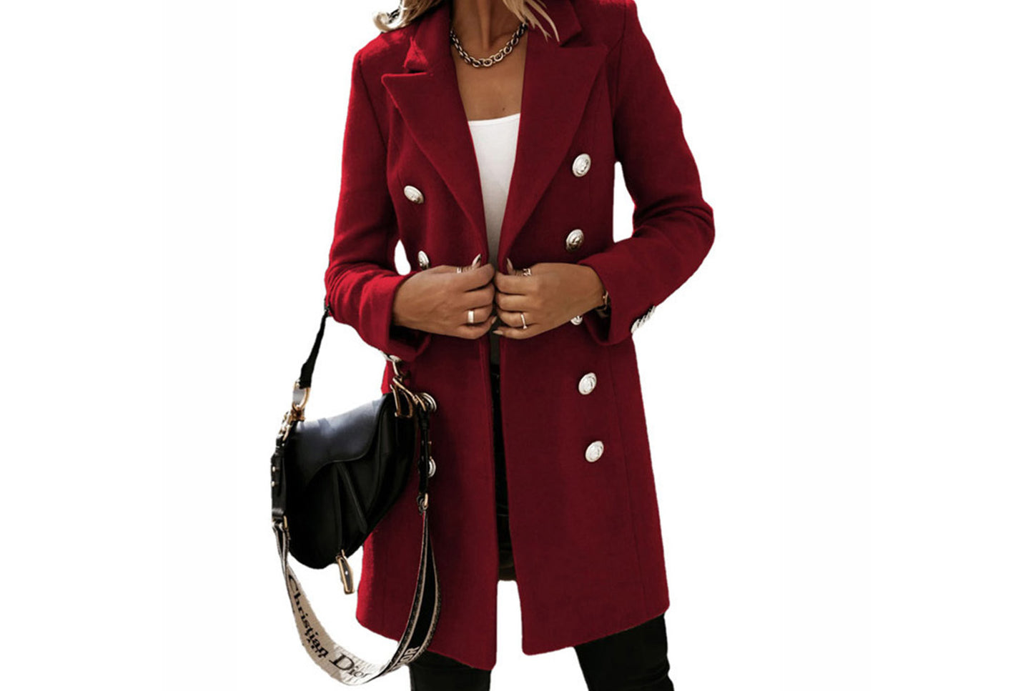 Double-Breasted Wool Coat with Suit Collar