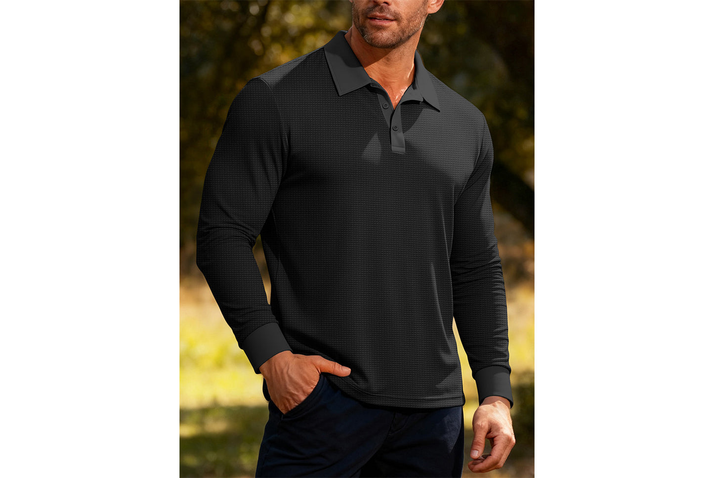 Men's Waffle Knit Polo Shirt