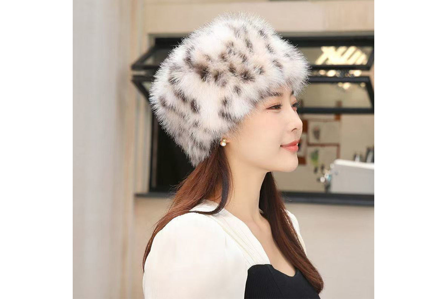 Leopard Print Plush Earflap Hat