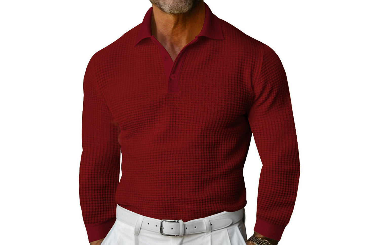 Men's Waffle Knit Polo Shirt