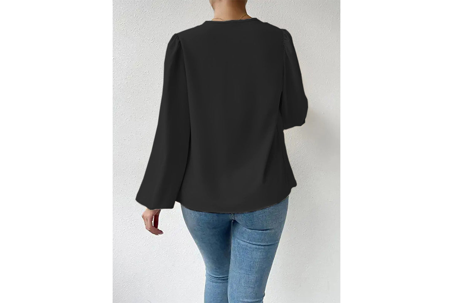 **Women's Chiffon Long-Sleeve Blouse | V-Neck Draped Loose Top**