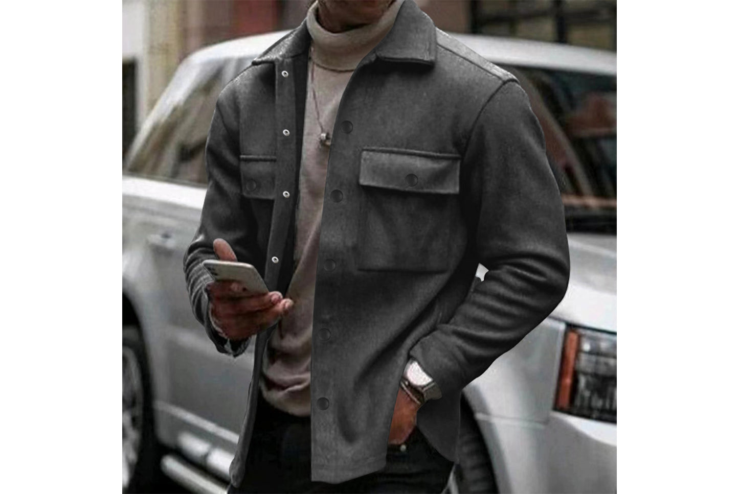 Men's Fleece-Lined Lapel Jacket