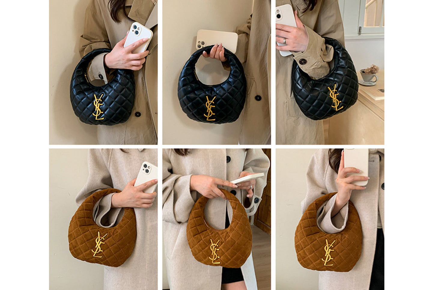 Retro Suede Crescent Bag