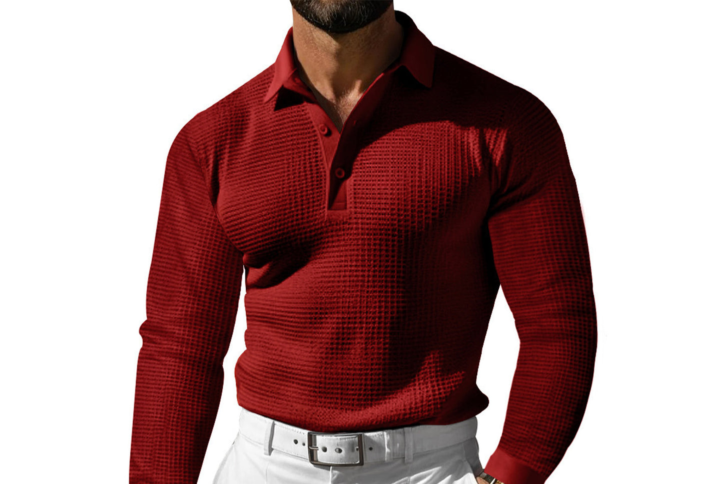 Men's Waffle Knit Polo Shirt