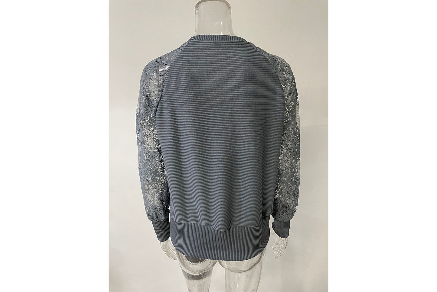 **Women's V-Neck Lace Knit Top, Loose and Casual**