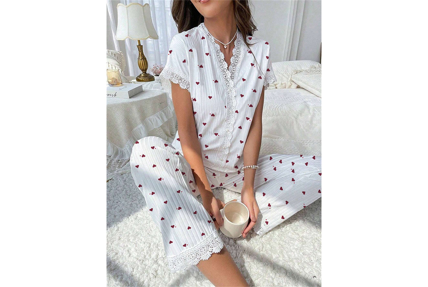 Ladies' Cherry Print Home Wear  Set