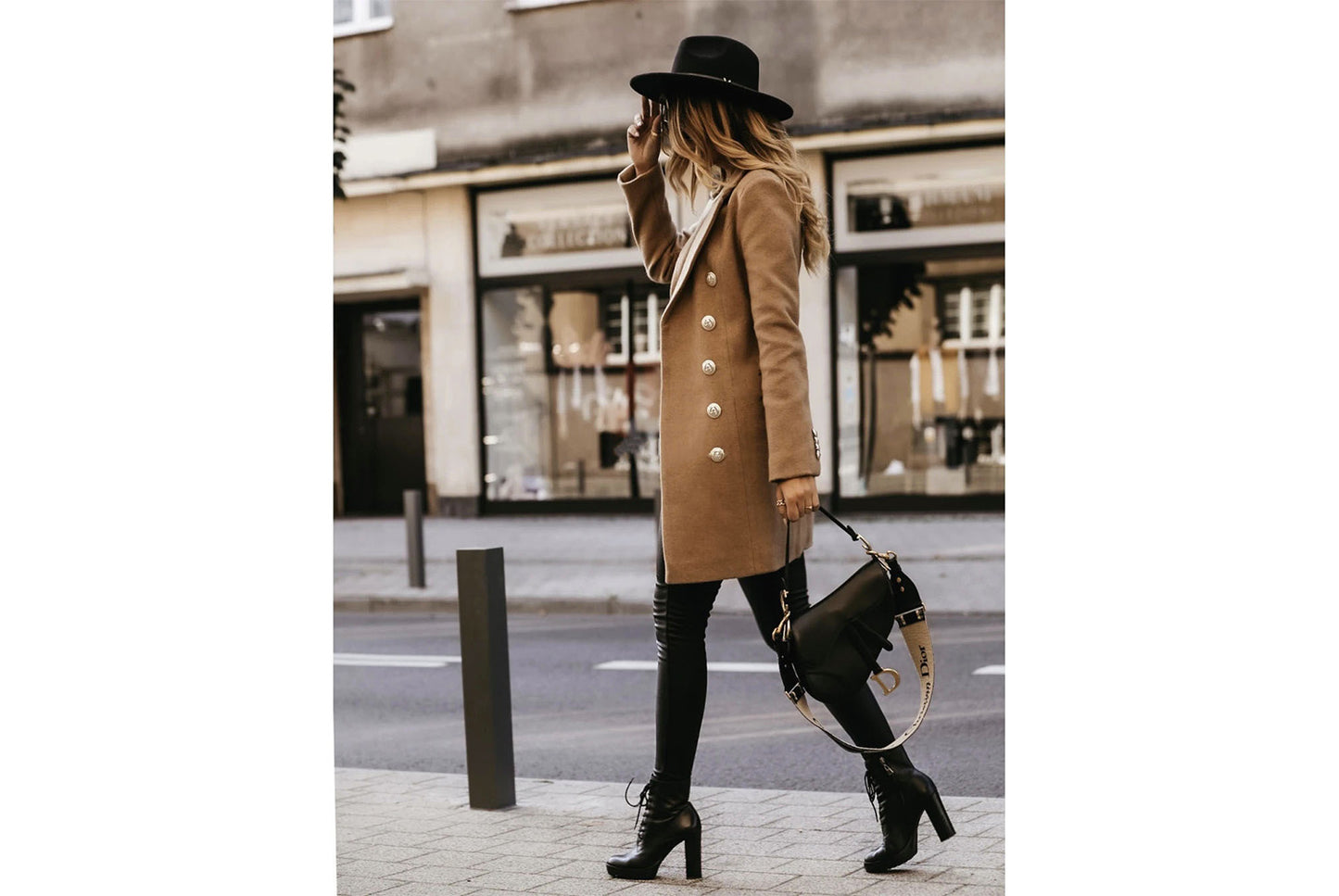 Double-Breasted Wool Coat with Suit Collar