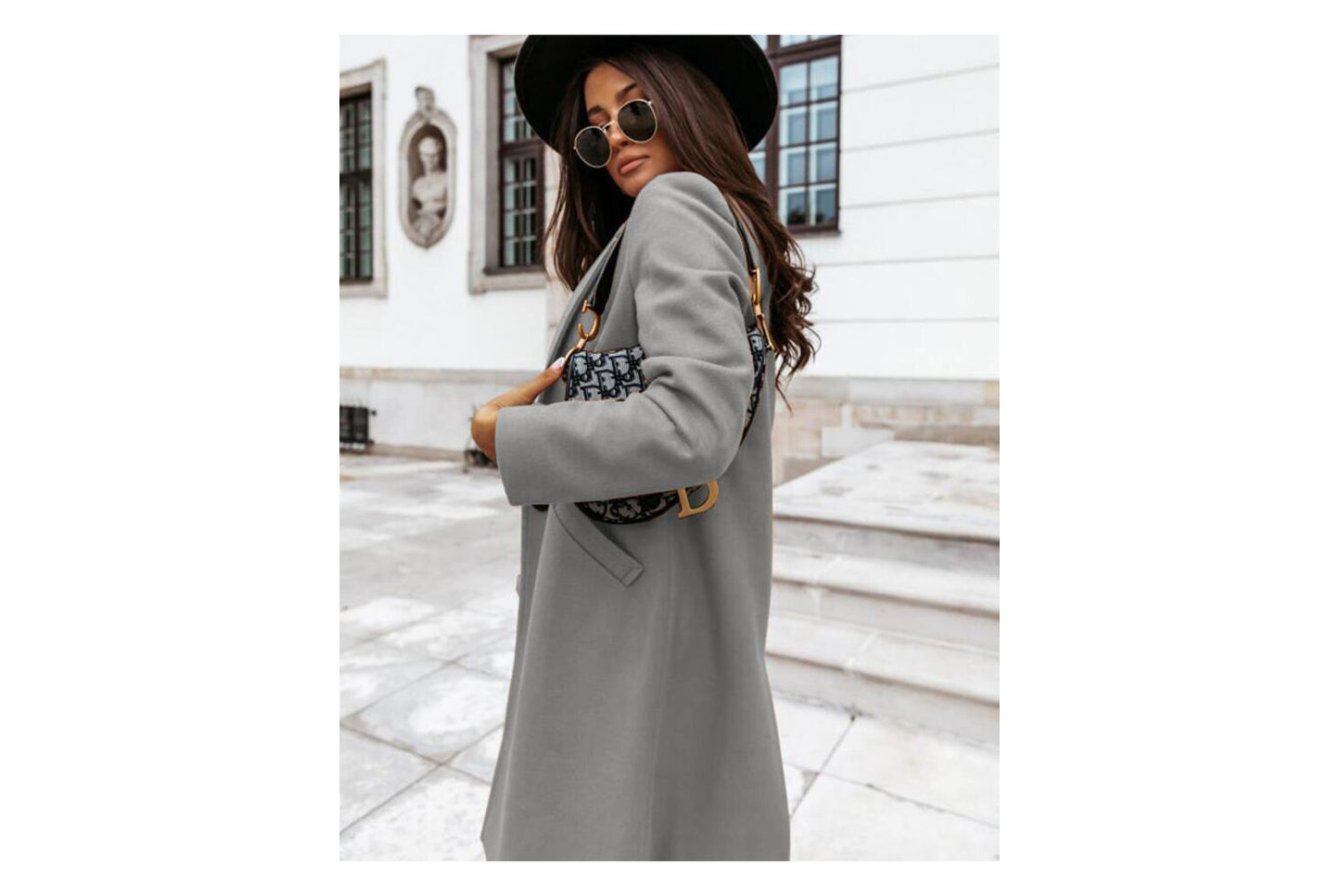 Solid Color Lapel Wool Coat