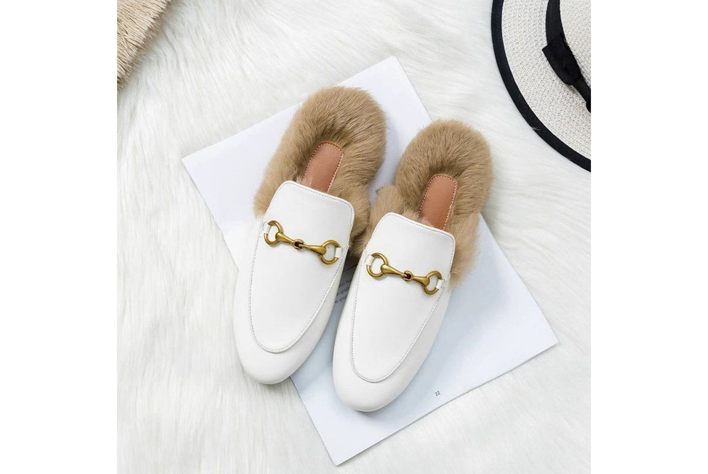 **Autumn/Winter Outerwear Furry Slippers, Stylish Mules**