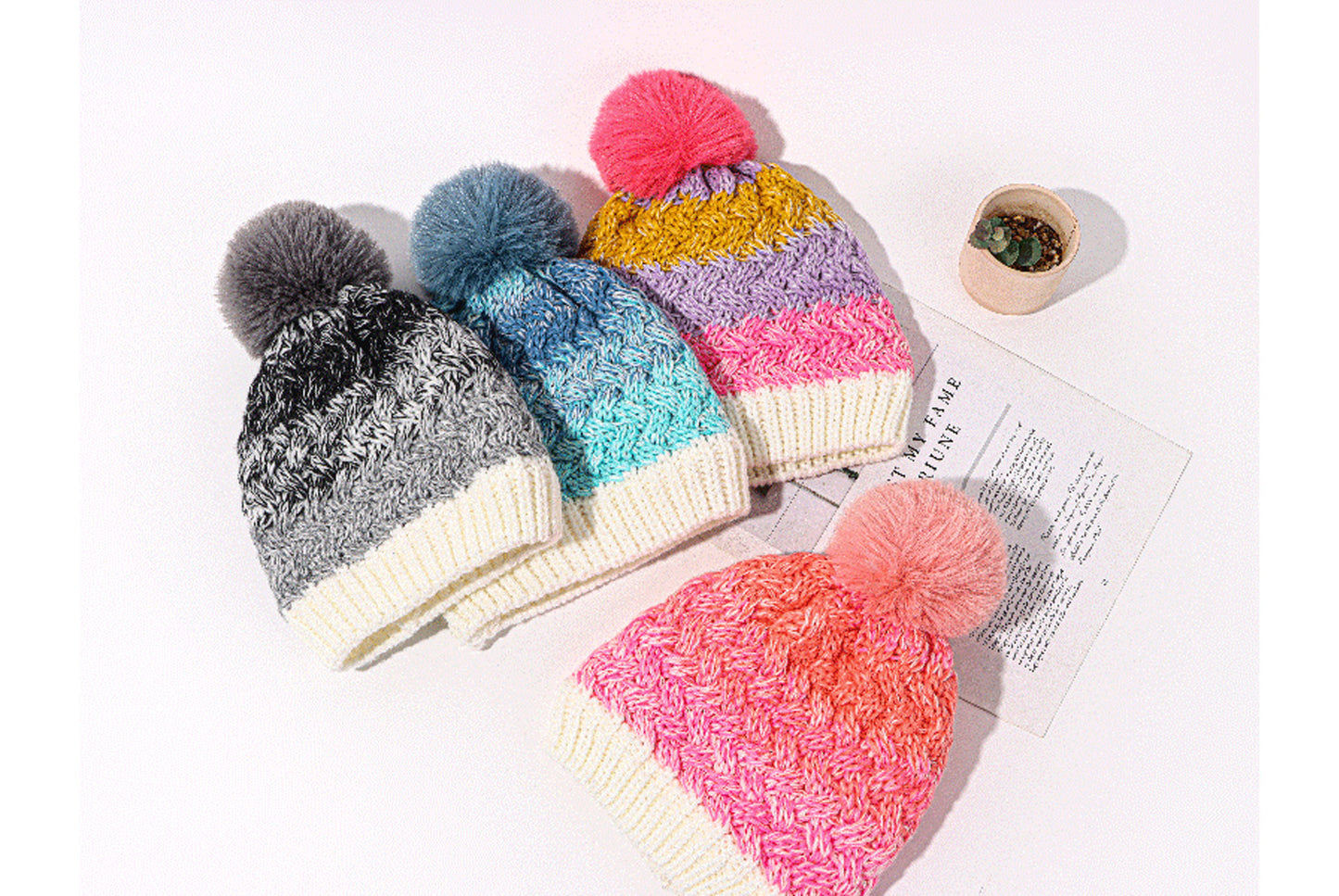 Children's Winter Rainbow Knitted Hat