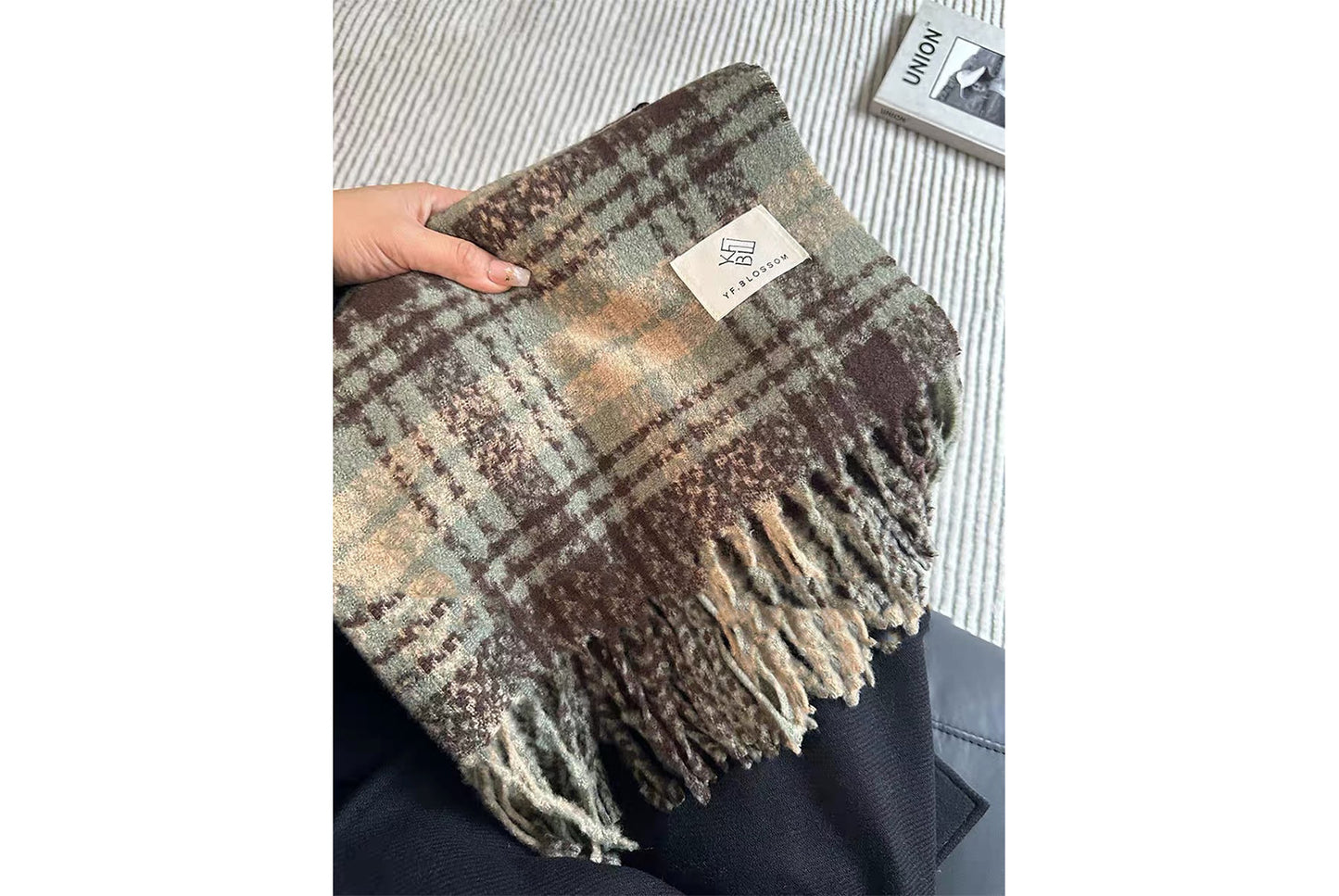 **Red Plaid Scarf for Women, Thick and Versatile Winter Style**