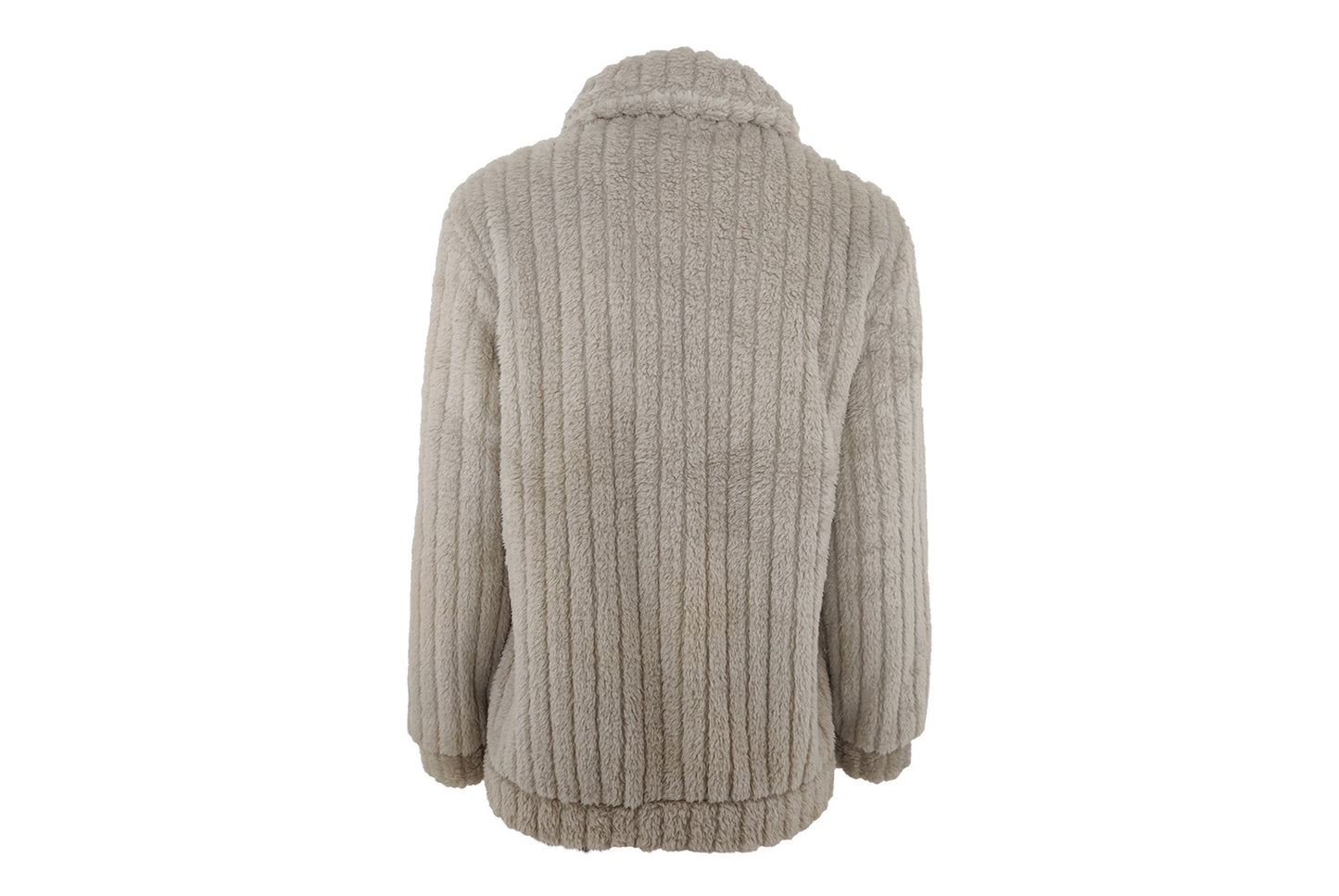 **Women's Fleece Cardigan Coat, Short Collared Warm Top**