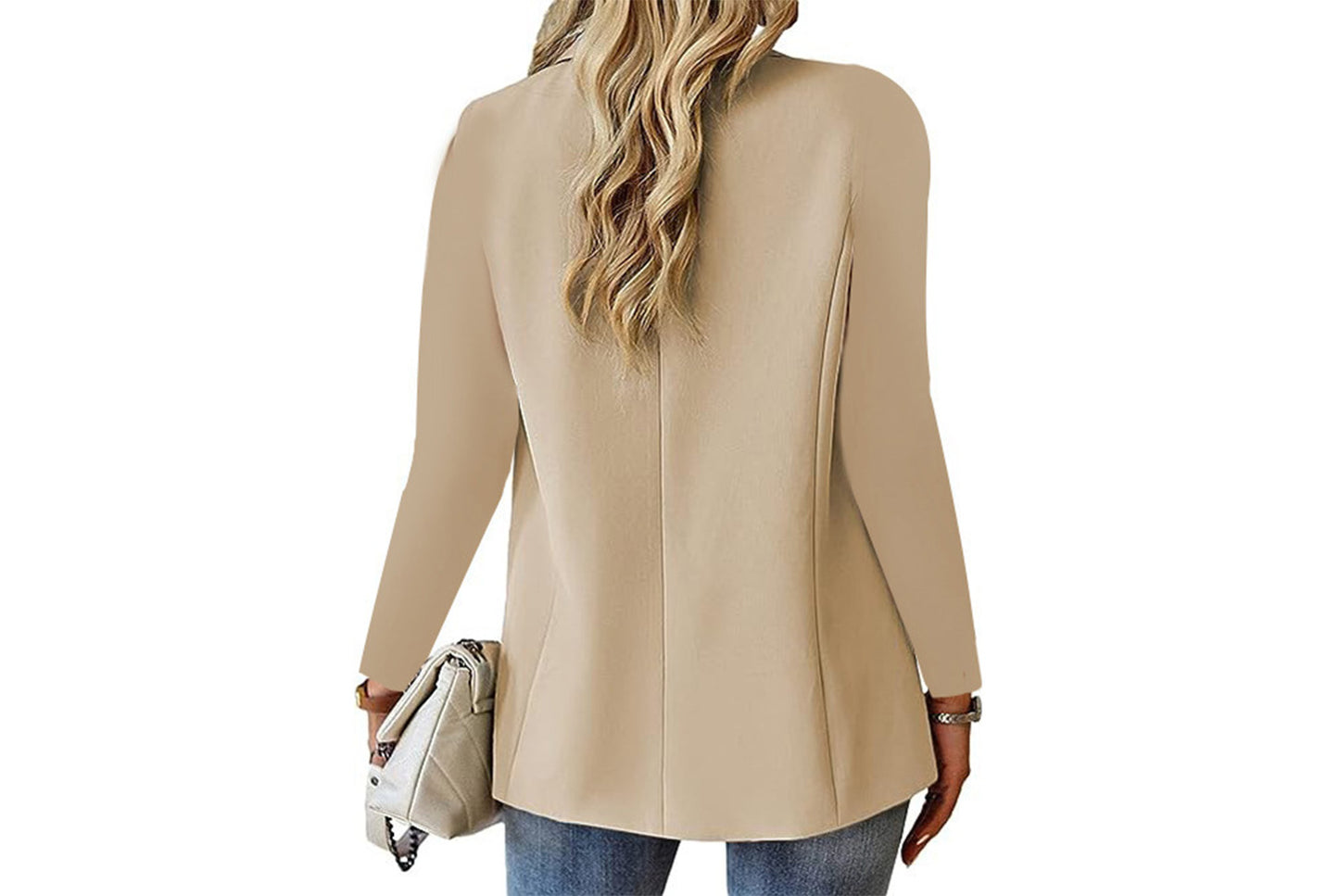 **Women's Long-Sleeved Solid Color Cardigan Blazer**