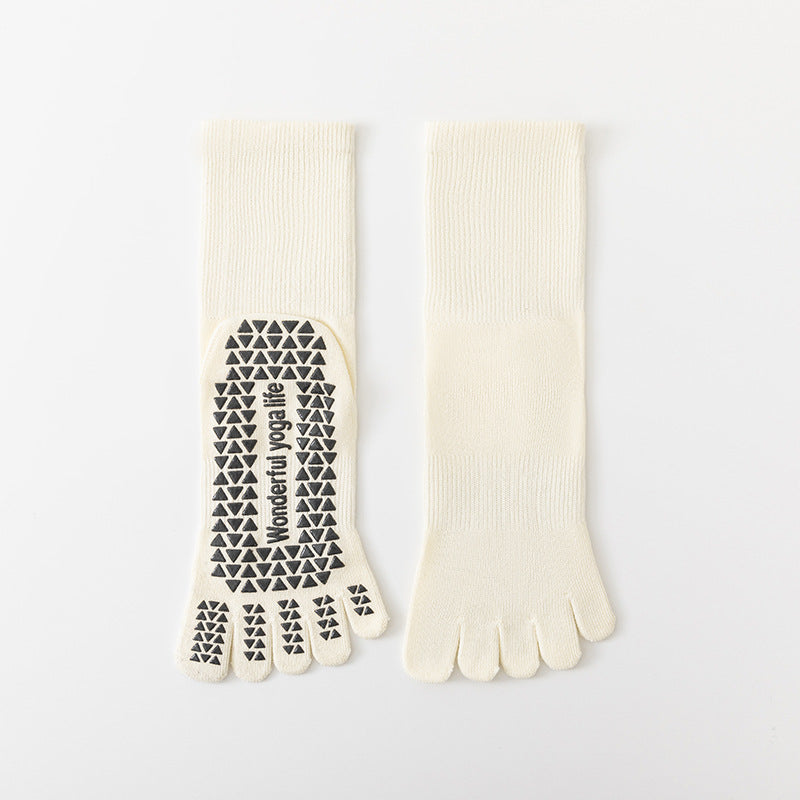 Professional Anti slip Yoga Five Finger Socks Women's Long Tube Pilates Fitness Socks