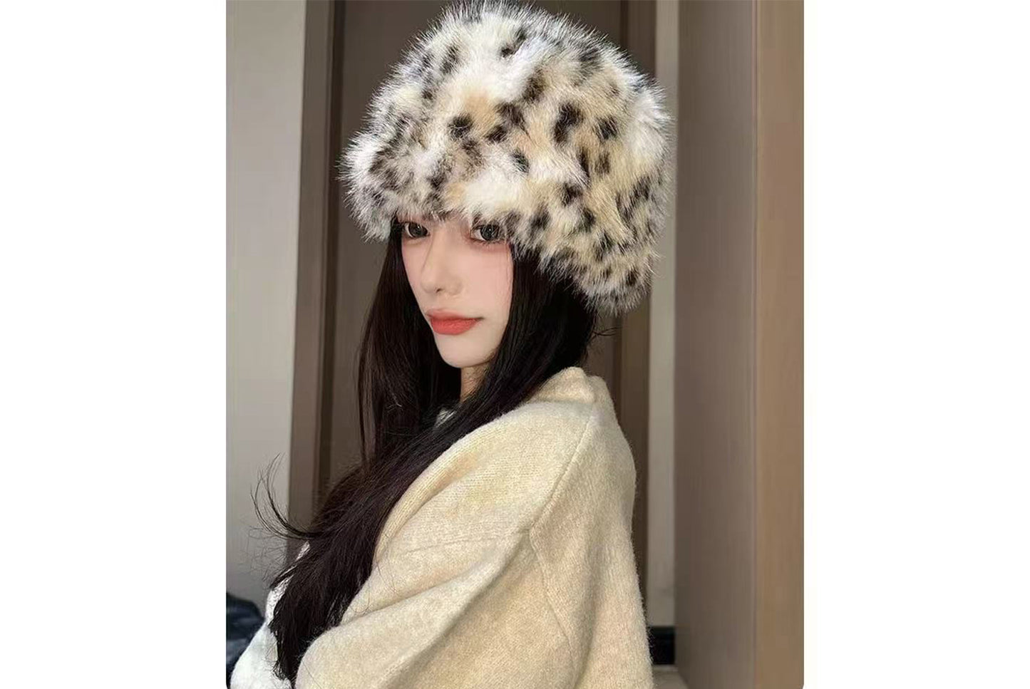 Leopard Print Plush Earflap Hat