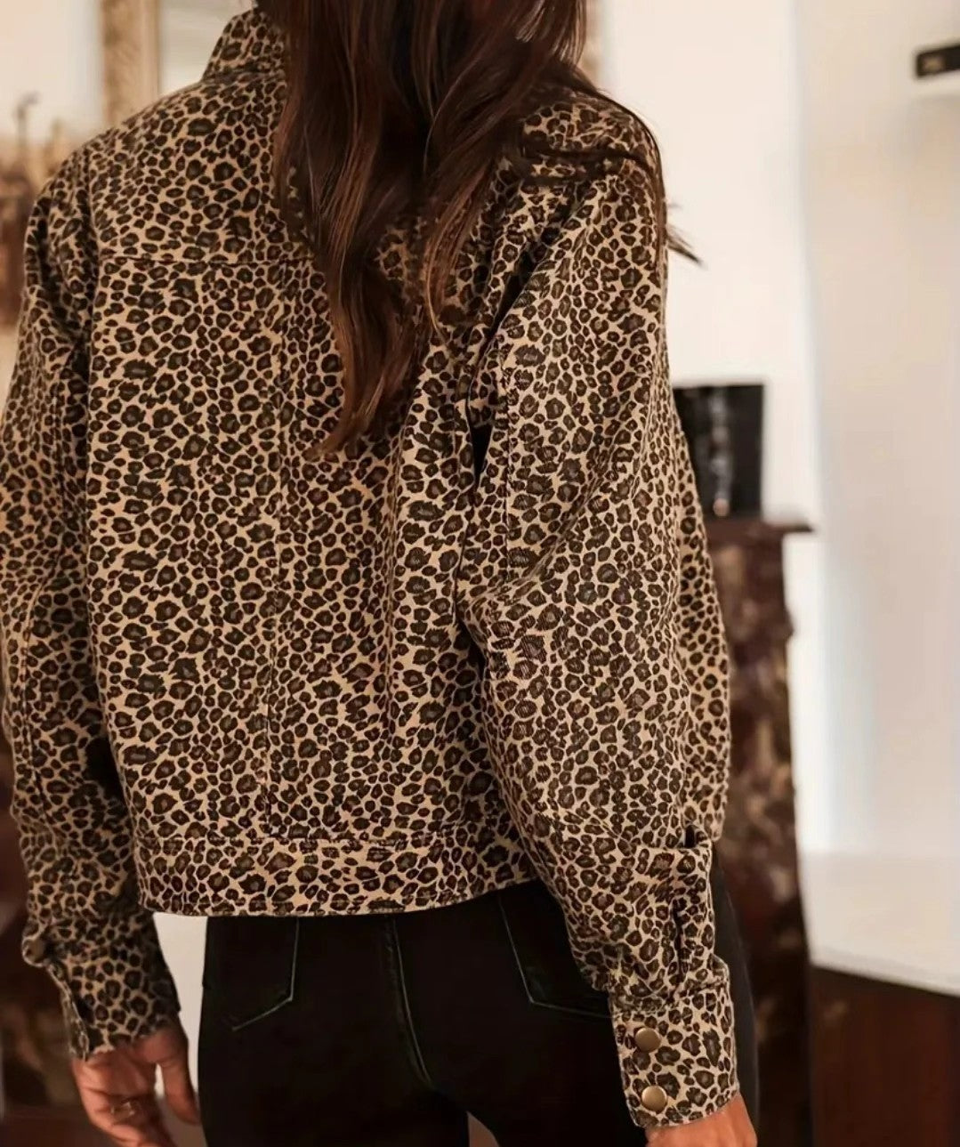 Autumn and Winter Leopard Print Button Jacket